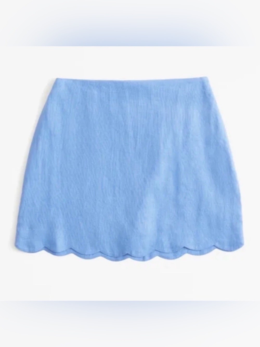 Abercrombie & Fitch Linen Bright Blue Scalloped Hem Mini Skort